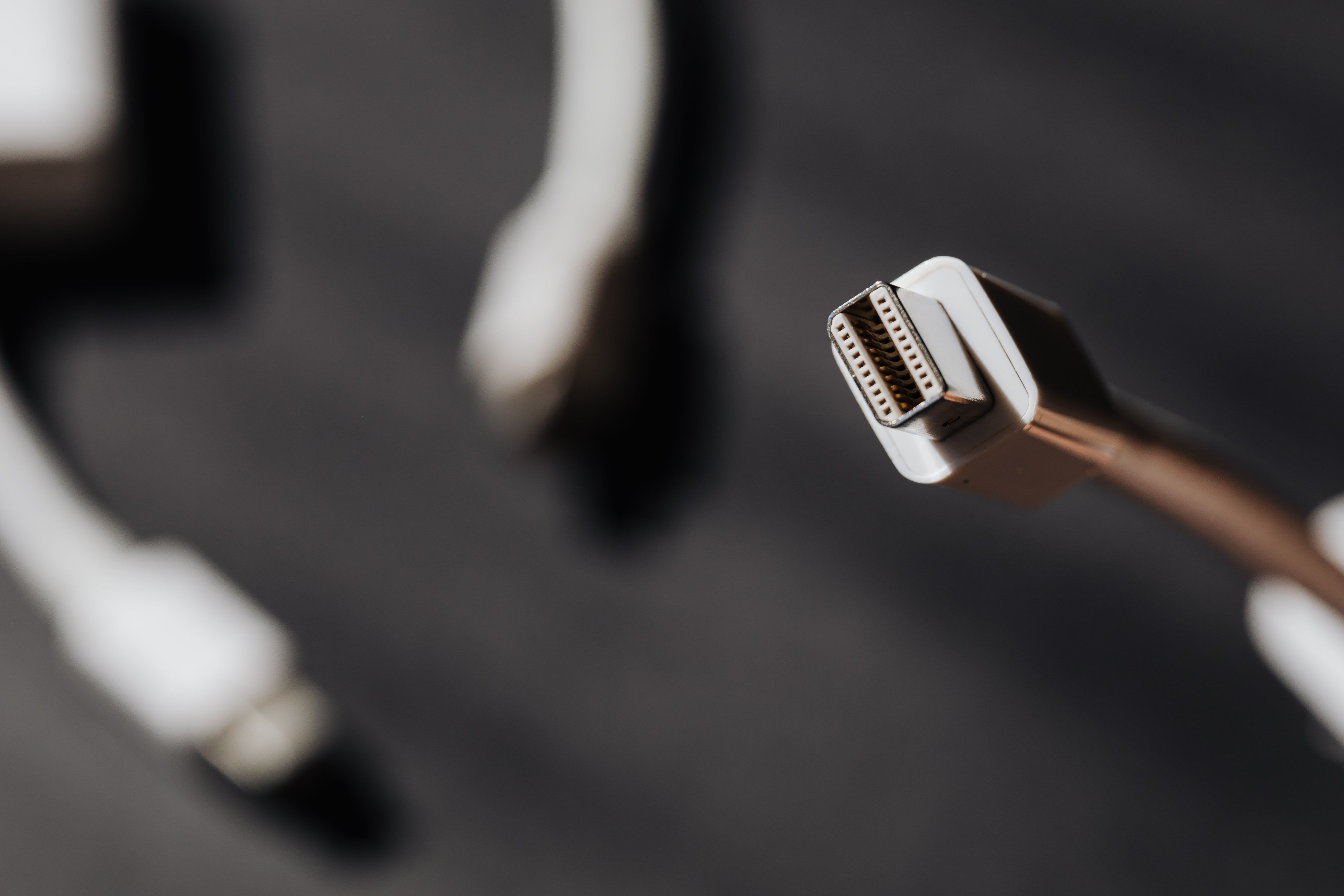 Macro photo of a USB connector with shallow depth of field, highlighting details.